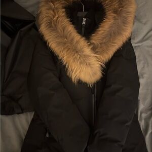 Mackage Black Puffer Jacket with Fur Collar